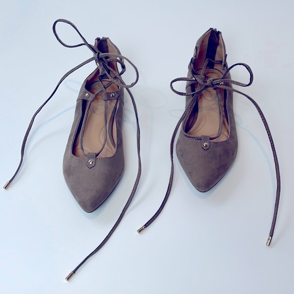 Grey Lace Up Flats